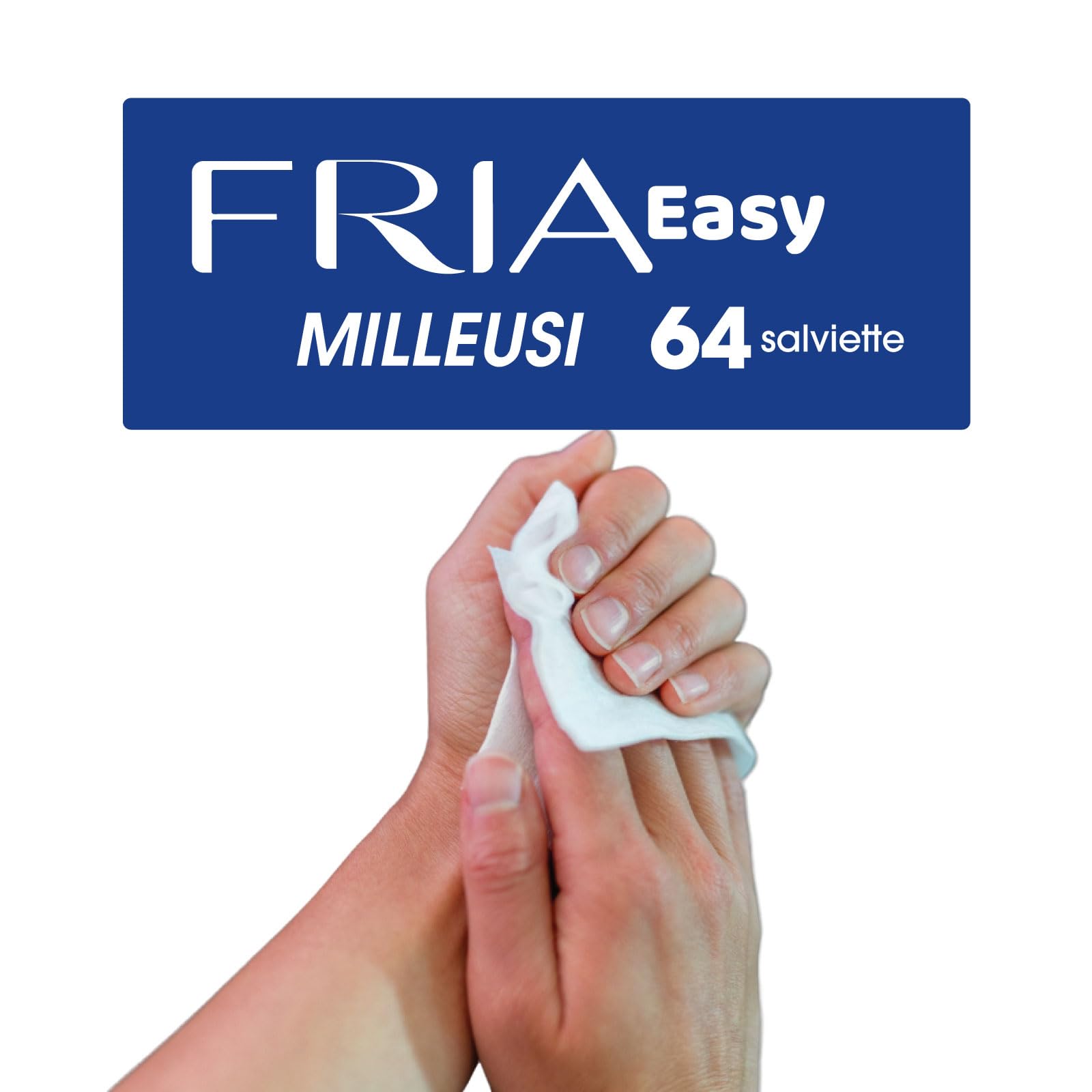 Fria Easy Salviette Milleusi, con Glicerina e Pantenolo ad Effetto Igienizzante sulla Pelle, Dermatologicamente Testate, Confezione da 64 Salviette