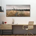 Canvas Art mural Décor vintage, Peinture à l'huile classique Affiches de toile Champ fleuri Vintage Art muraux pour la maison Salle de bains Décor