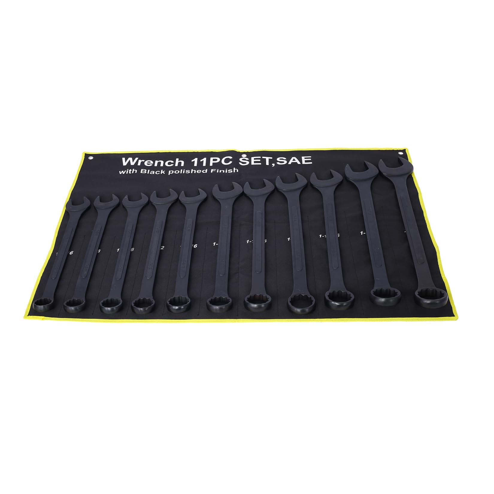 Zestaw kluczy Jumbo, SAE, 1-5/16'' do 5'', duży zestaw kluczy płasko-oczkowych, wykończenie z czarnym tlenkiem z woreczkiem (11PC-SAE)