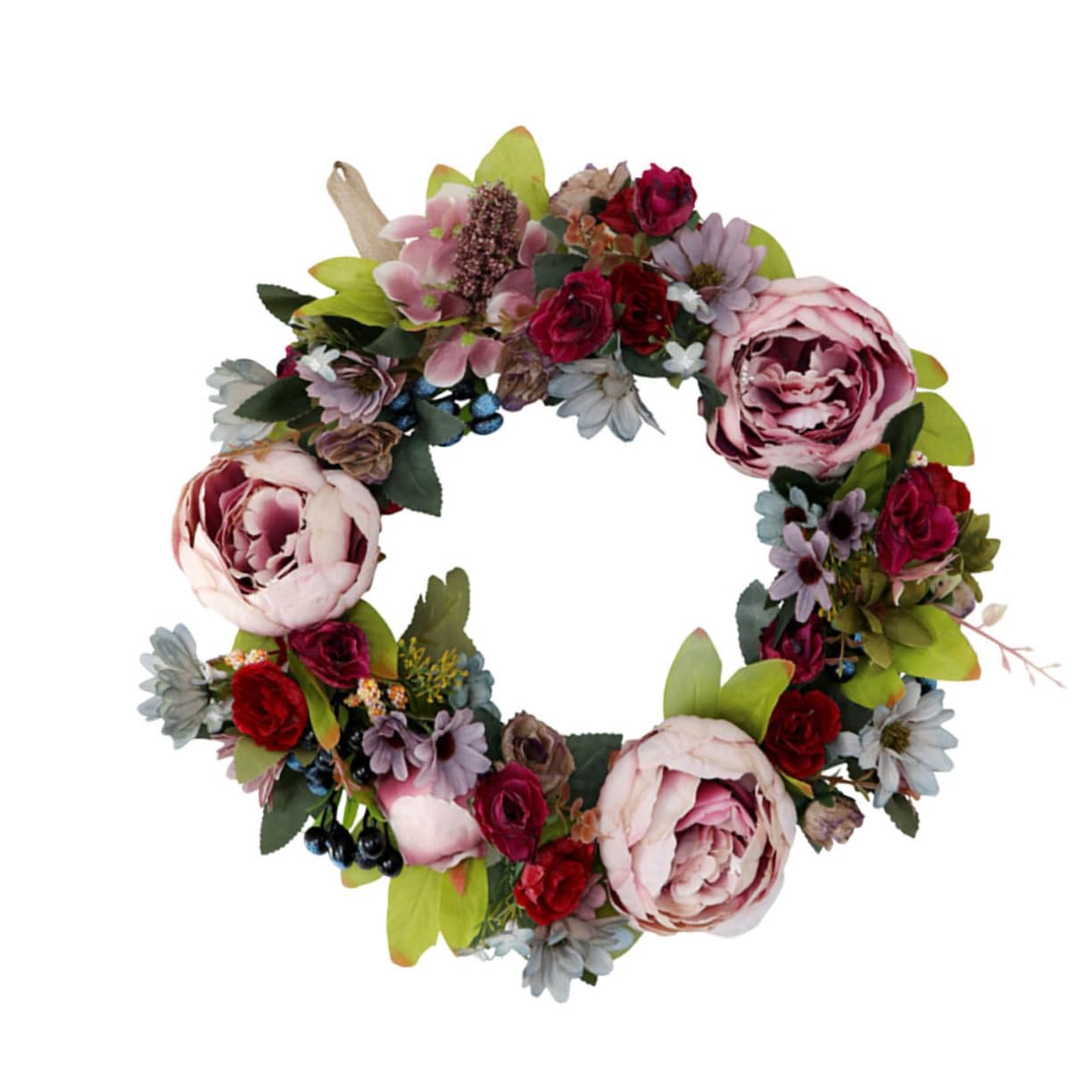 Ghirlanda di Peonie Finte Decorativa da Appendere in Legno Plastico
