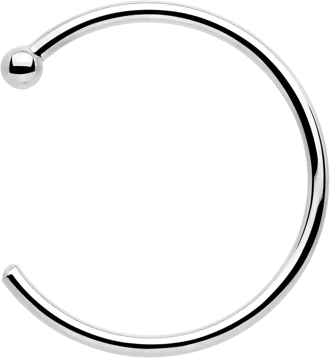 18k Solid White Gold Nose Hoop Nose Ring, Real Gold Hypoallergenic Nose Piercing Jewelry - Handmade in USA by Master Jeweler, 20 Gauge 3/8"