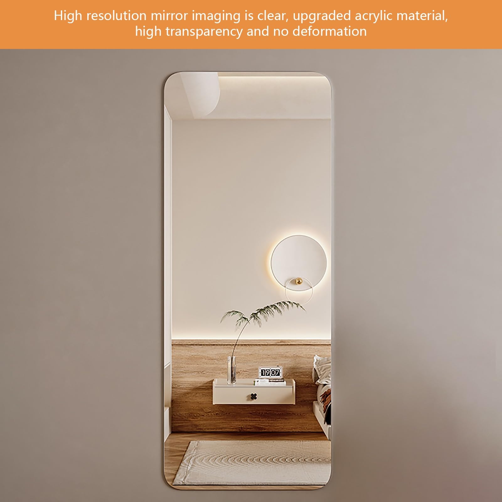 Specchio in acrilico a figura intera, autoadesivo, resistente agli urti e agli urti, ideale per uso domestico, riflettore ad alta precisione, specchio lungo