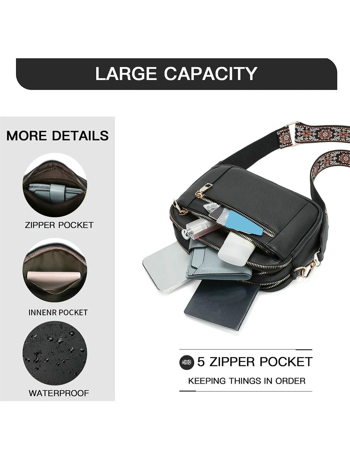 Modna damska torba crossbody z zamkiem błyskawicznym, torba na ramię ze skóry PU na co dzień, modna wszechstronna wysokiej jakości torba na codzienne dojazdy do pracy