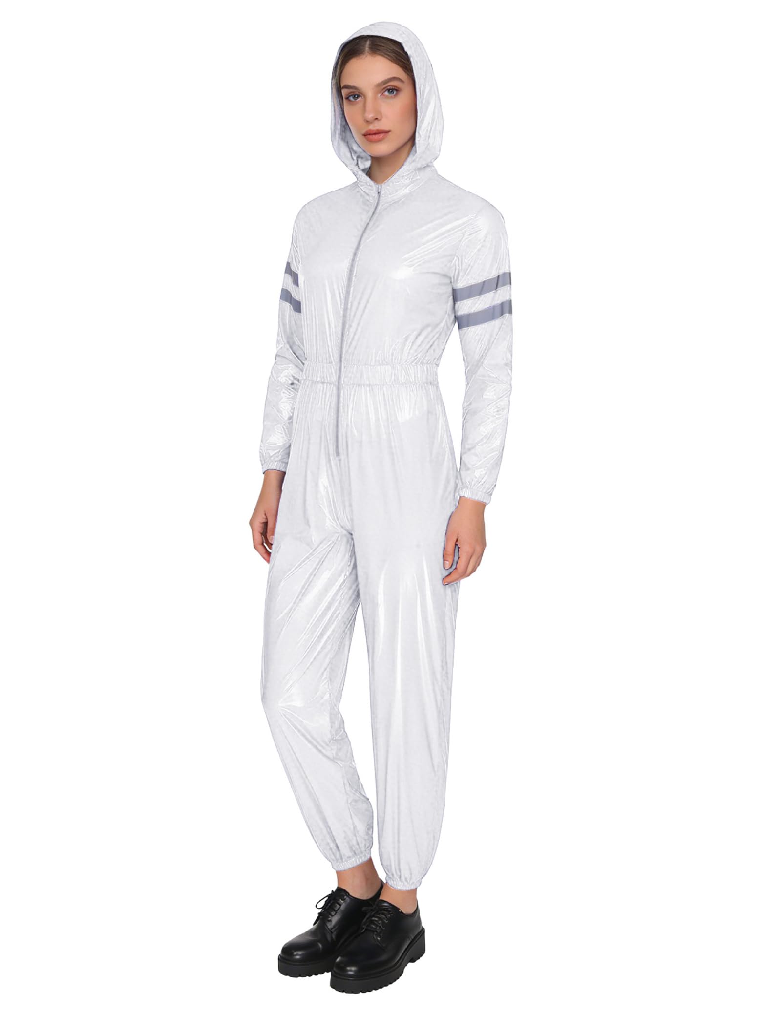 Herren Damen Arbeitsoverall Reflektierende Wasserdichte Overalls Mit Kapuze Arbeitsanzug Ganzkörper Schutzanzug Weiß 3XL