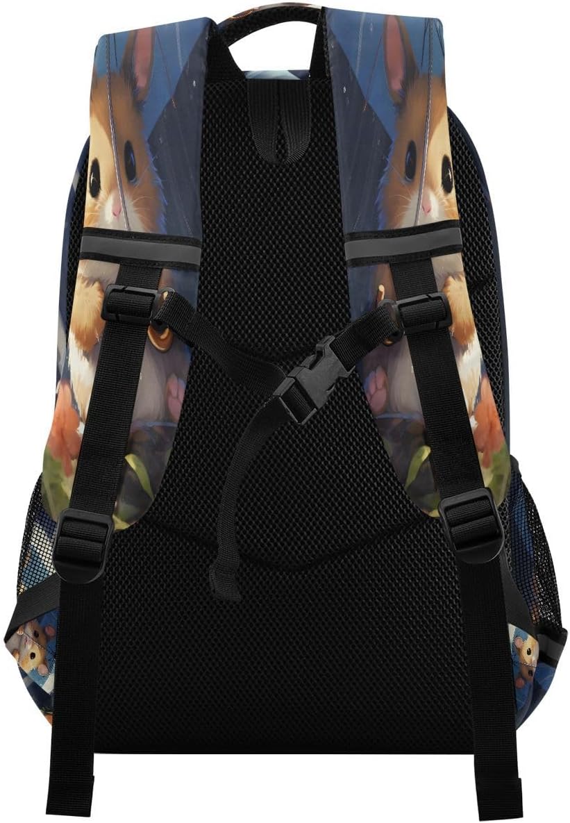 ALAZA Hamster Flower Ran Backpack School Bag Laptop Bags Daypack Bookbag for Teen Girls Kids Boys, 13 14 15.6 inch