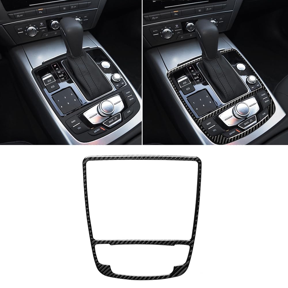 Car Gear Shift Panel Sticker Decoration Trim Cover for Audi A6 S6 C7 A7 S7 4G8 2012 2013 2014 2015 2016 2017 2018 Accessories Soft Carbon Fiber