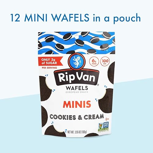 Miniatura 13 de Rip Van Wafels - Stroopwafels pequeños de caramelo holandés y vainilla, bajo en carbohidratos/calorías (0.11 onzas), sin OGM, para dieta cetogénica