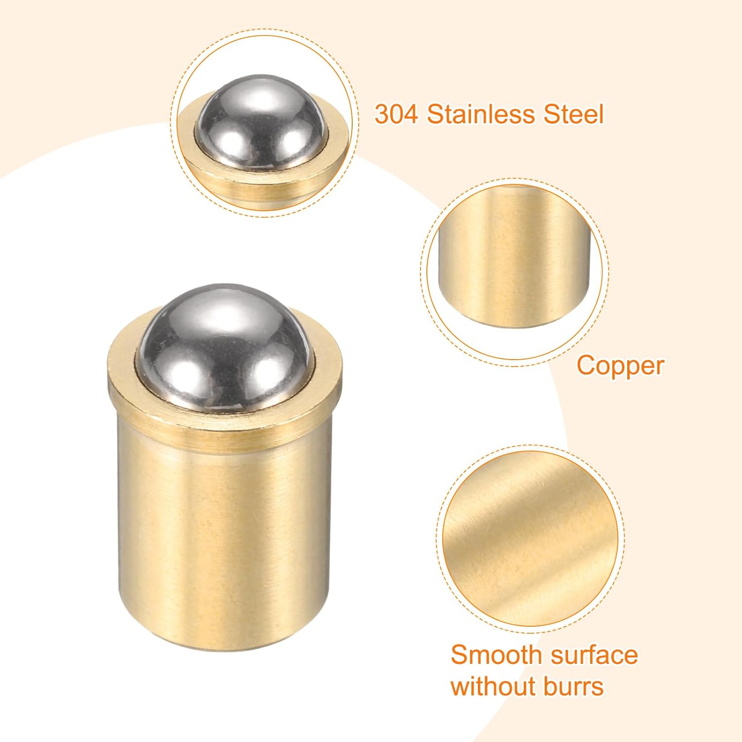 uxcell 20Pcs 304 Stainless Steel Ball Plunger, 10mm Dia. Ball Catch Latch Smooth Push Fit Spring Plunger Precision Positioning End Force 27N for Mechanical Devices, Furniture (12x20mm)