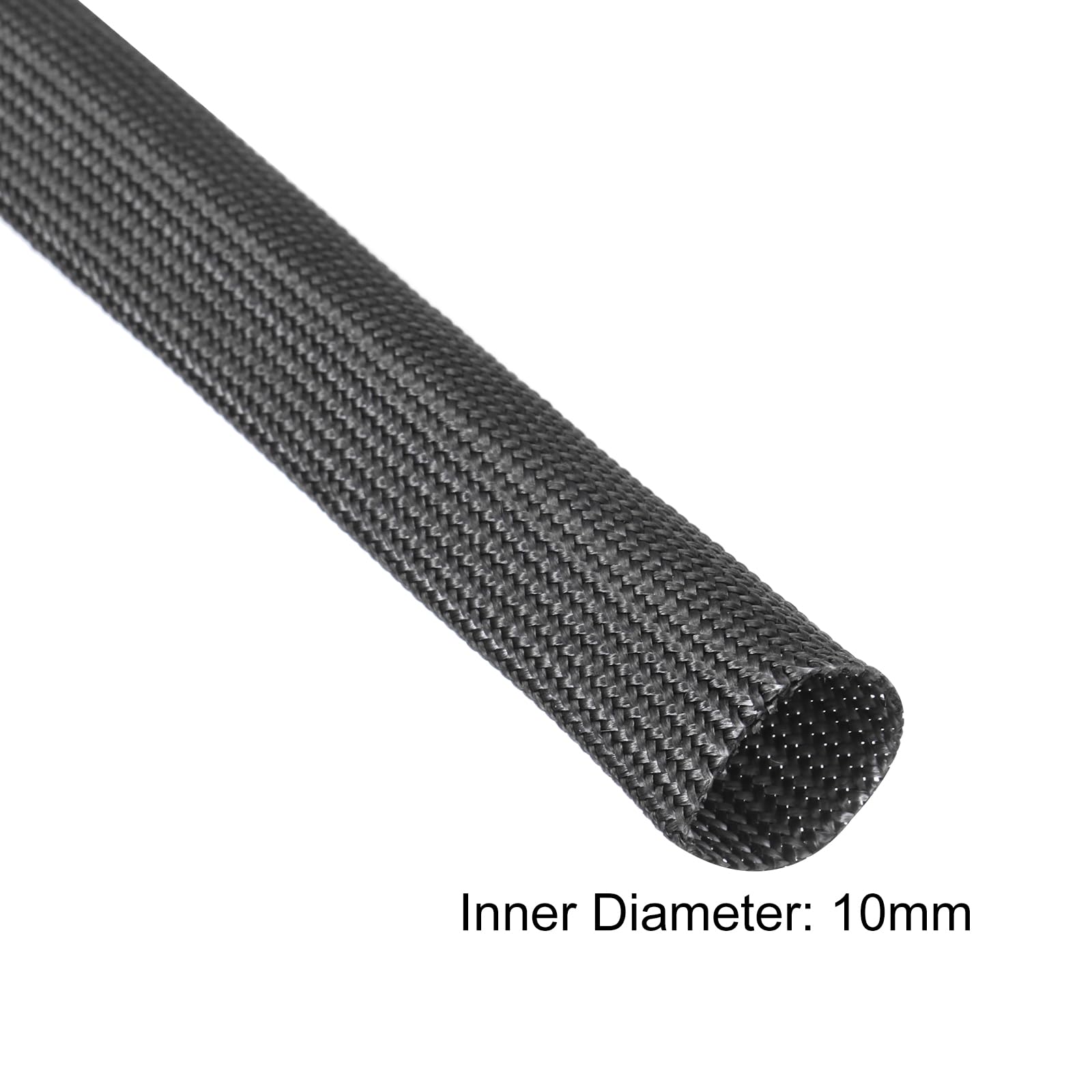 QUARKZMAN 1 Pz Intrecciata Guaina Per Cavi Elettrici, 10mm x 1m, Guaina alta temperatura in fibre di vetro alcali-free, Tagliabile Nascondi Cavi, Cable Management Per TV, Auto, Casa, Nero