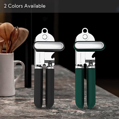 Miniatura 5 de KITCHENDAO Abrelatas manual, hoja de segunda generación, abrelatas de mano con imán, rueda de corte súper afilada para corte de borde suave, perilla