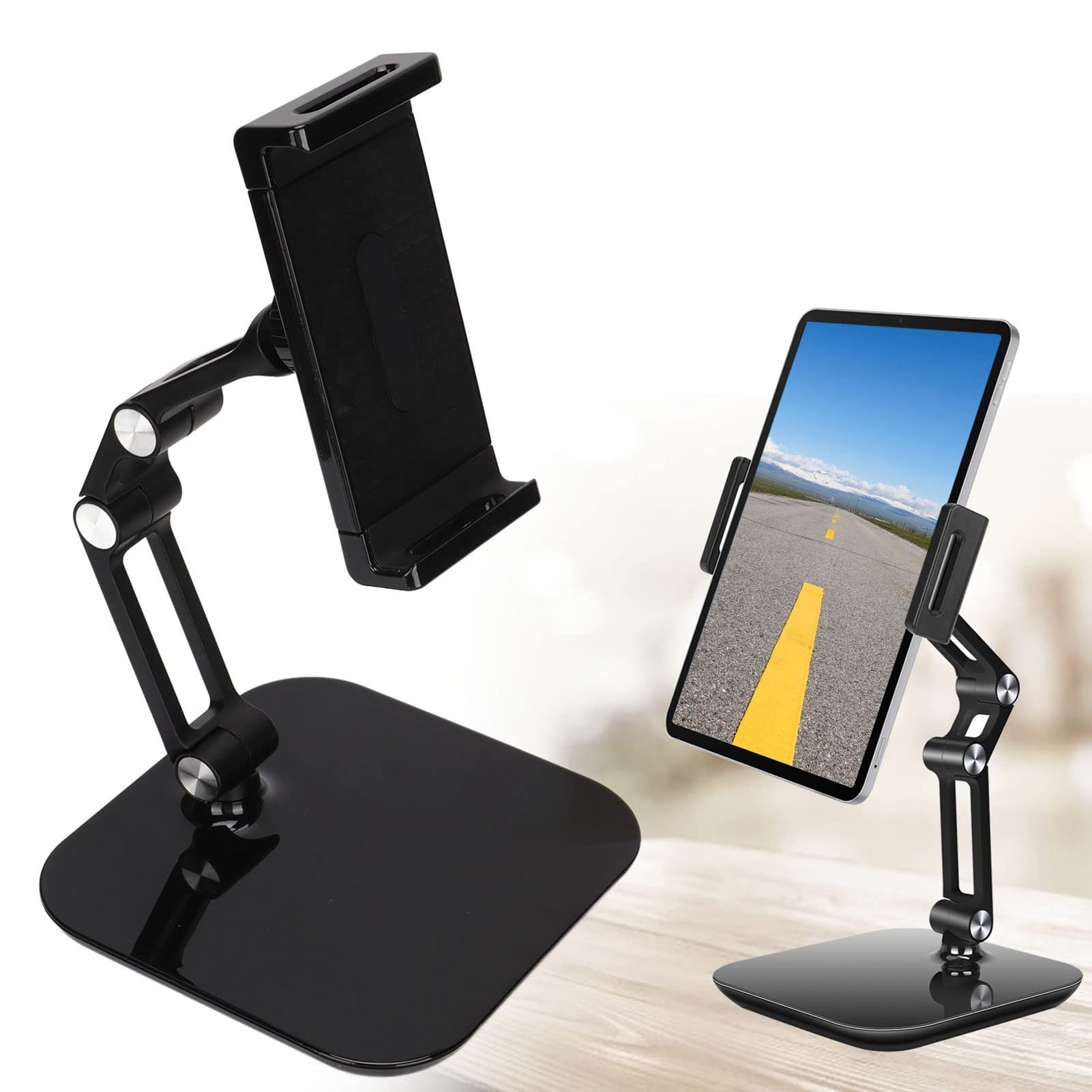 Supporto per tablet regolabile Pieghevole con angolo conveniente Design antiscivolo portatile Staffa per tablet ad alta capacità portante Nera per Tablet PC