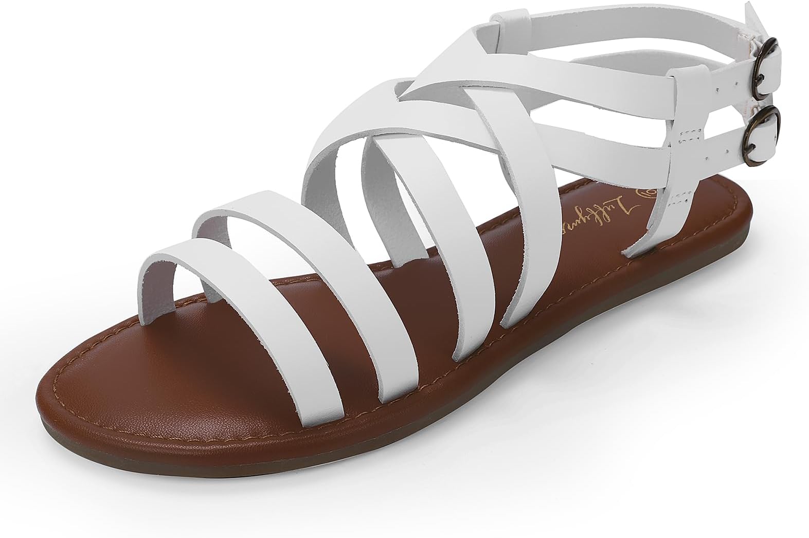 Women's Flat Sandals Open Toe Casual Strappy Sandals Comfortable Ankle Strap Gladiator Slides