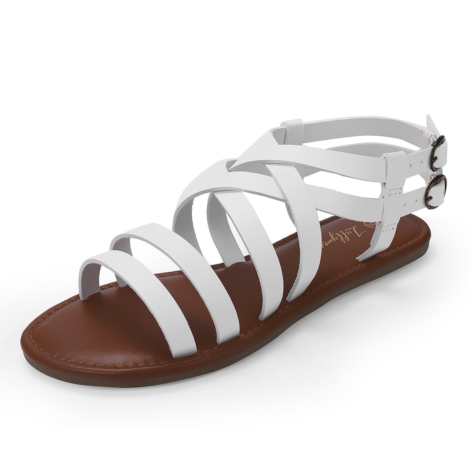 Women's Flat Sandals Open Toe Casual Strappy Sandals Comfortable Ankle Strap Gladiator Slides