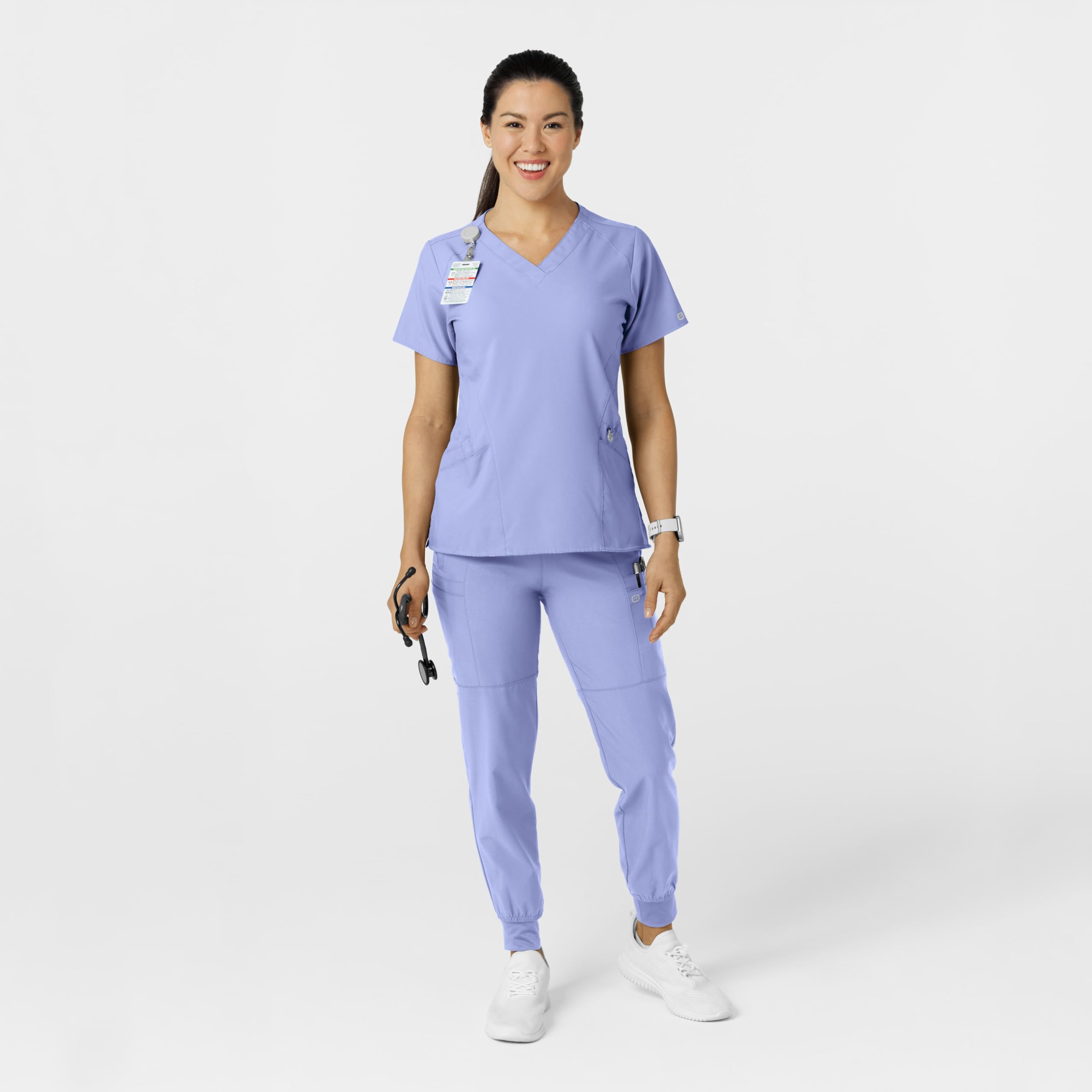 WonderWink 5555XCEIL3X W123 Pantalón Deportivo de Cintura cómoda para Mujer, Azul Ceil, tamaño extendido 3X