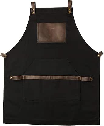 OleksynPrannyk Work Apron in Non-Waxed Canvas with Adjustable Cross Straps