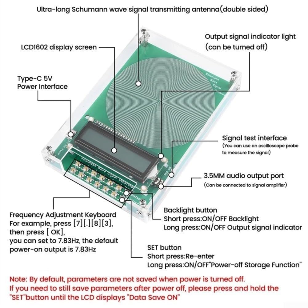 Frequenzgenerator V2 mit einstellbarer Frequenz von 0,1 Hz bis 30 kHz mit SchumannWave Resonanz 7,83 Hz USB- und DC-Stromoptionen für Stressabbau