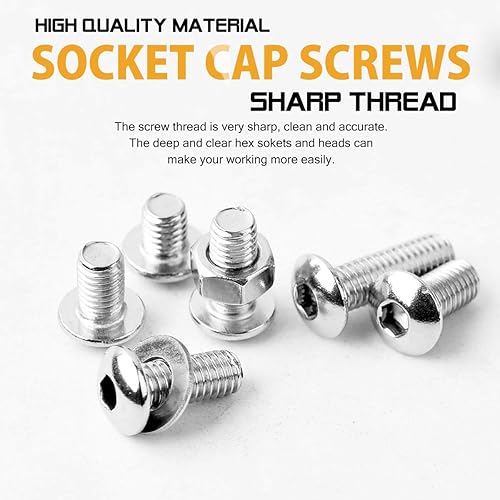 Miniatura 10 de VIGRUE Juego de 820 tornillos de cabeza de botón M4 M3 M2.5 M2, tornillos, tuercas, arandelas, kit surtido de tornillos métricos de acero inoxidable