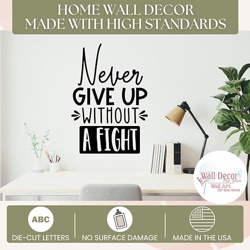 Miniatura 2 de Calcomanías de vinilo inspiradoras «Never Give Up Without Fight», calcomanías de citas para paredes escolares, calcomanía de vinilo mate para