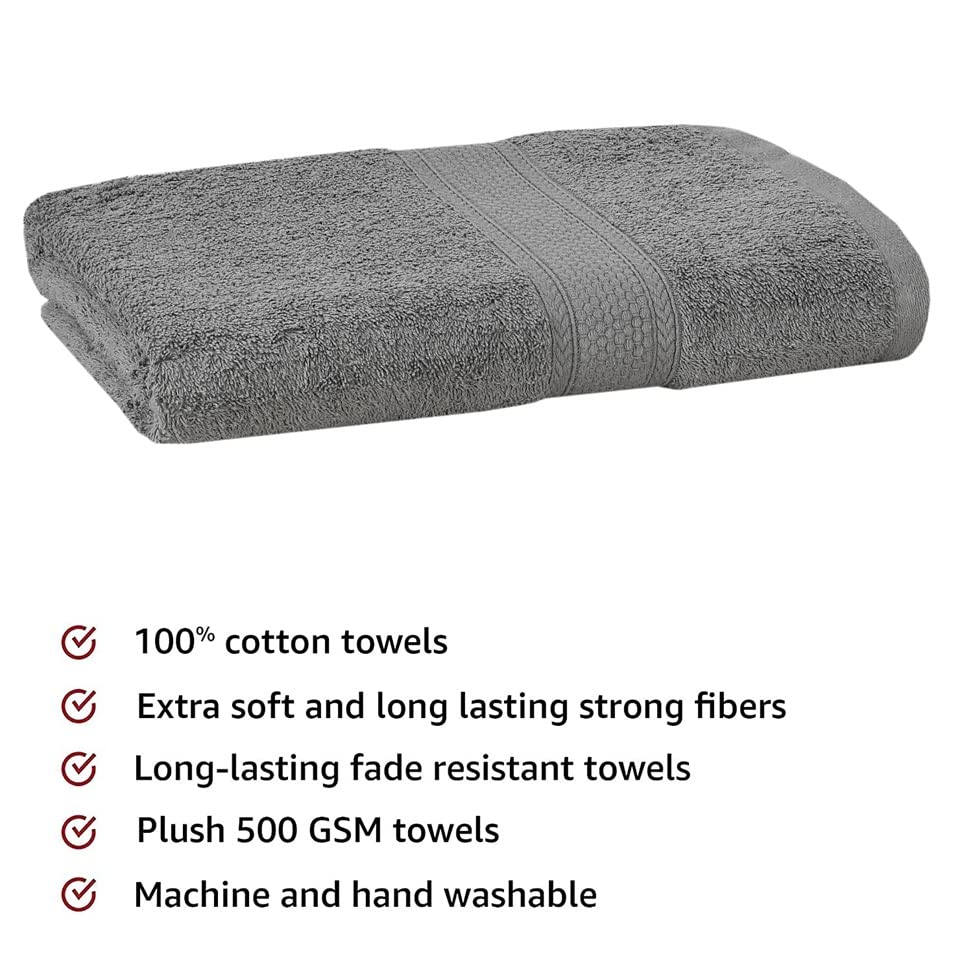 Image of FRESH FROM LOOM Luxury Edition 500 GSM Egyptian 100% Pure Cotton Towel | Soft Dual Stitched Bath Towel for Men & Women | No Hand Touch Production (27x54 inch | Charcoal Grey)-1pc
