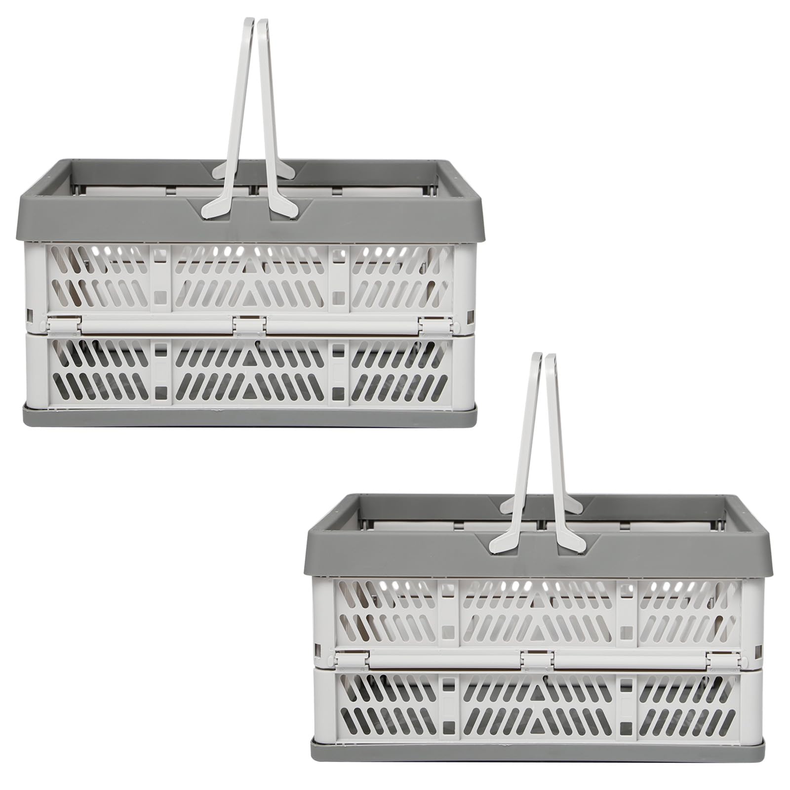 2 Pièces Caisse Rangement Pliables avec Poignée Caisse Rangement Pliables Plastique Caisse en Plastique Pliable avec Poignée pour Pique-Nique,Shopping,Camping,Cuisine(38x25x20cm)
