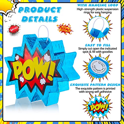 Comic Book Action Pinata, Action Hero Pinata With A Blindfold Bat And Confetti Hero Party Decoration For Hero Themed Party Comic Book Games Party Favors For Kids Boys Girls, 15.7 X 12 X 3 Inches #TOP2