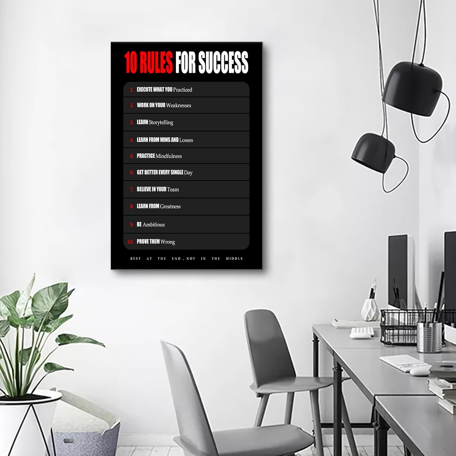10 Rules for Success Entrepreneur Quotes Poster Print Motivational Pictures Painting Inspirational Canvas Wall Art for Modern Office Bedroom Living Room School Wall Decor Ready to Hang [24''Wx36''H]