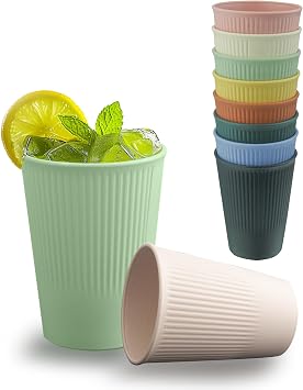 Unbreakable Plastic Tumblers 8-Pack Set with 8 Vibrant Colors