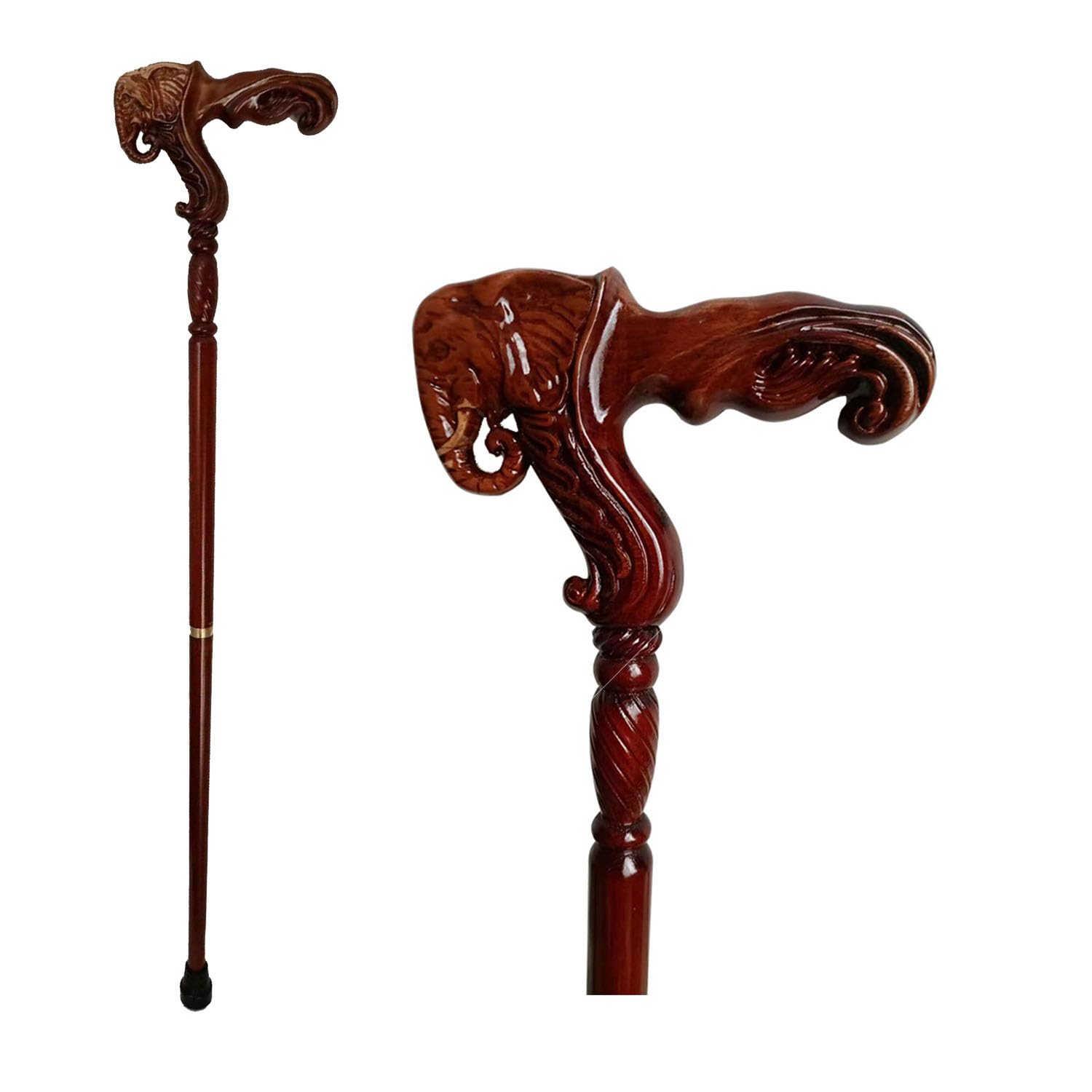 Canne en Bois, Canne de Marche en Bois sculptée à la Main