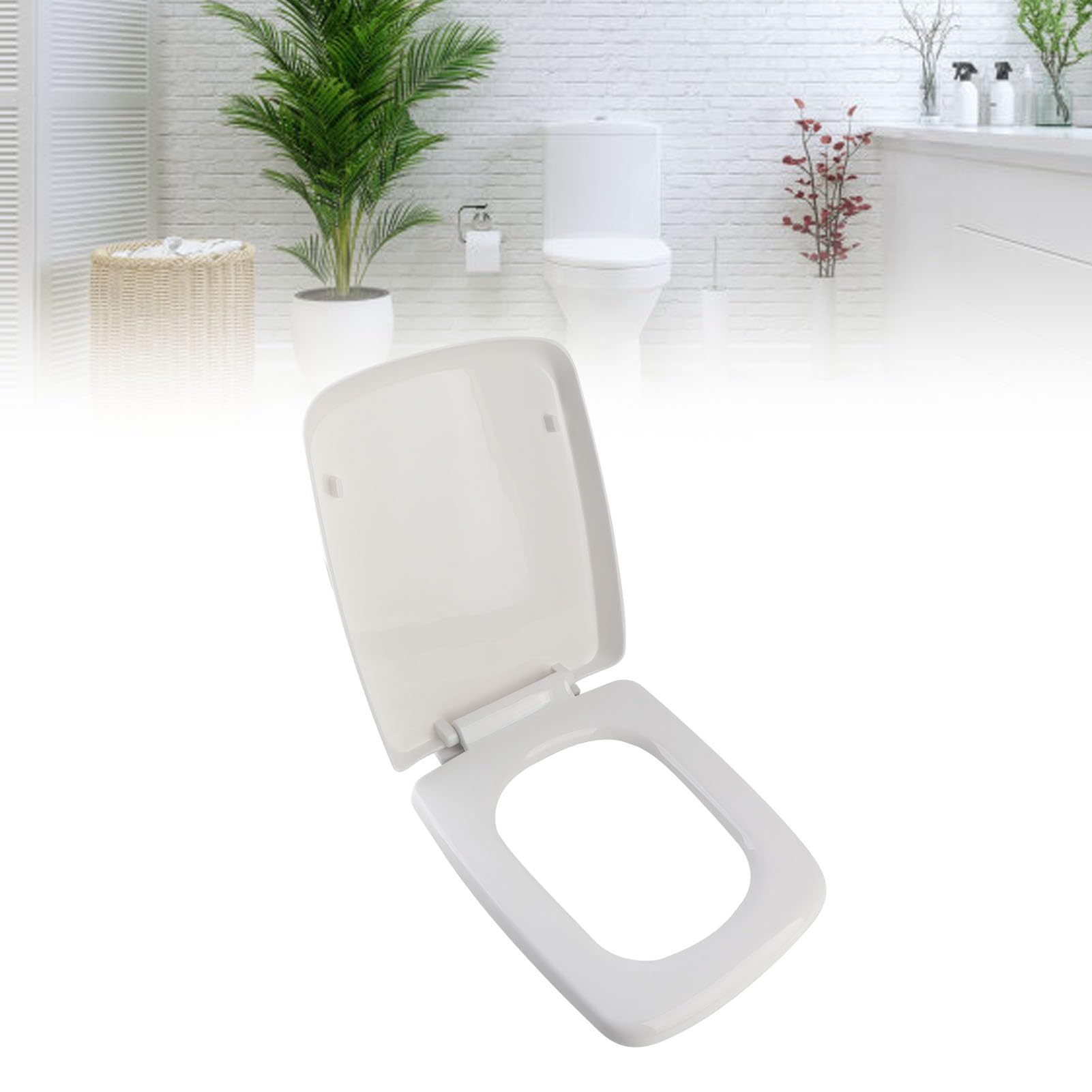 Ejoyous Copriwater Quadrato Bianco, Sedile WC Facile da Pulire Design | Materiale in PP, Accessorio Bagno, Adatto WC Standard, Coperchio Removibile