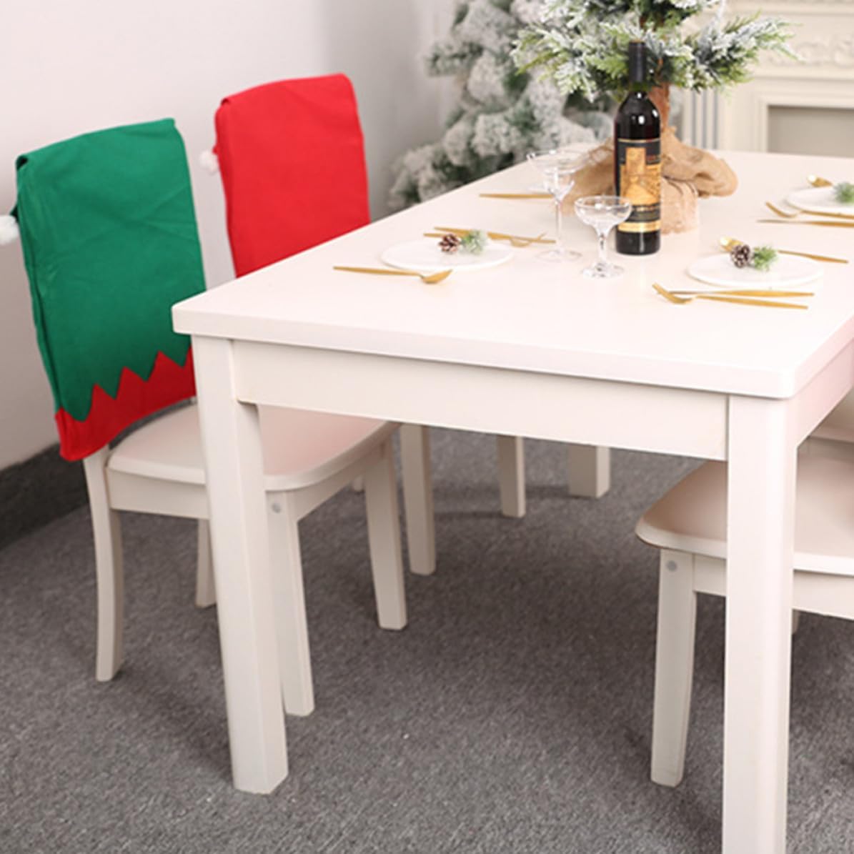 6pcs Xmas Chair Cover Dining Protector, Non-Woven Christmas Pattern
