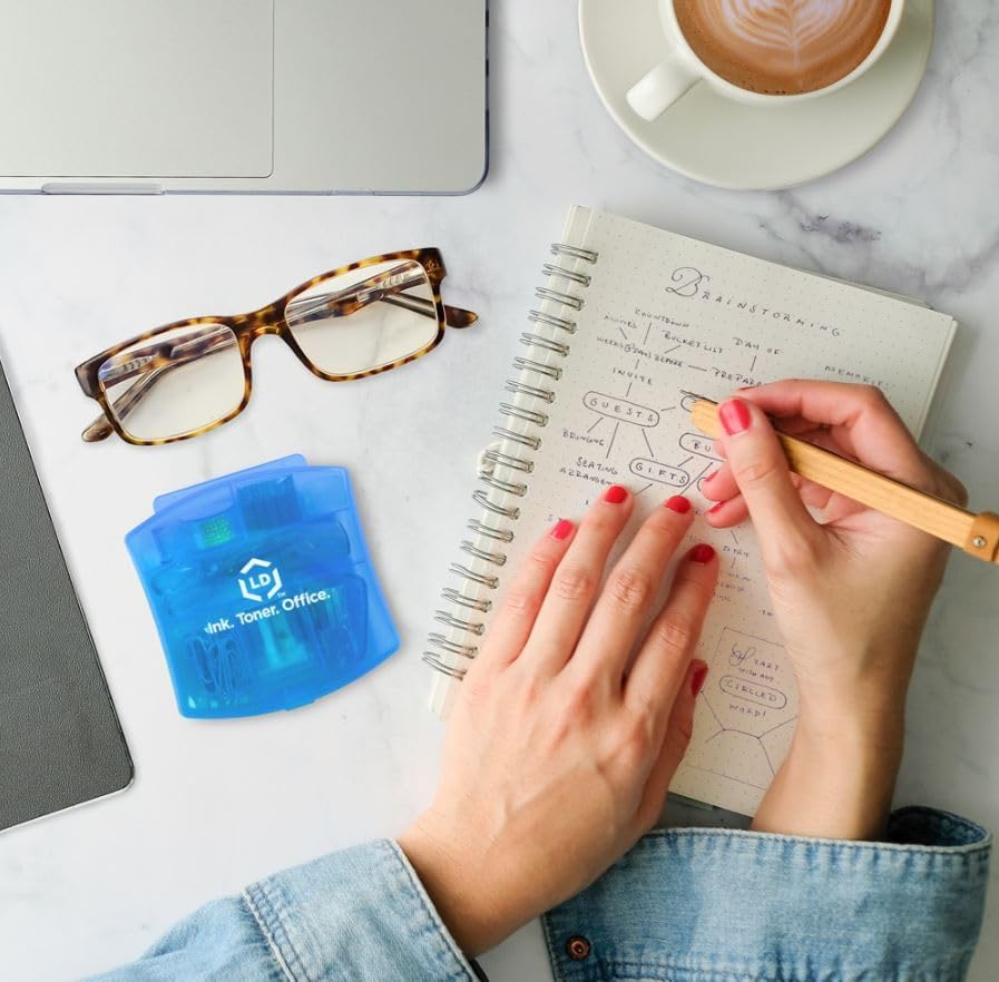 LD Products Blue Mini Office Supply Kit Portable Case with Scissors, Paper Clips, Tape Dispenser Set, Pencil Sharpener, Mini Stapler with Staples and Staple Remover image 6 of 8 B0859MGCWP