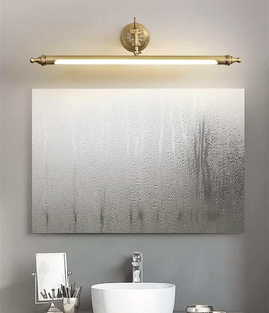 Długi pasek vintage lampa toaletkowa tradycyjna obrotowa lampa łazienkowa antyczne mosiężne lustro przednie oprawy oświetleniowe (neutralne światło-71 cm)