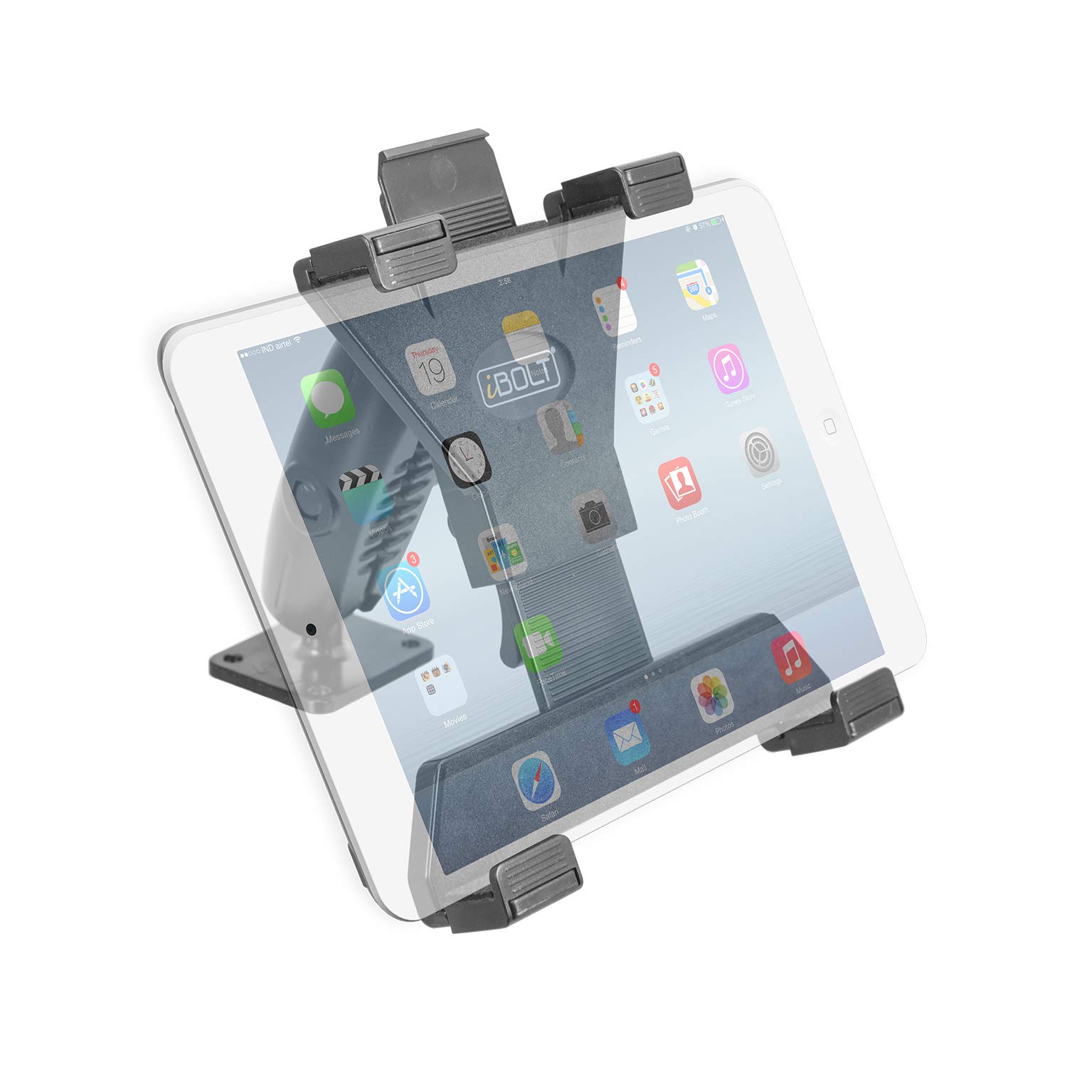 iBOLT TabDock Bizmount AMPs métalliques – Support de base robuste pour toutes les tablettes de 7 à 10 (iPad, Samsung Tab) pour voitures, bureaux, plans de travail : idéal pour les véhicules