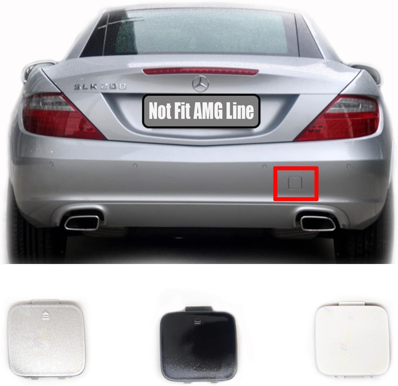 Rear Tow Cover for 12-15 Mercedes Benz SLK SLC W172 R172 AMG Line Fit 180 200 250 300 350 43 55 2012 2013 2014 2015 Bumper Towing Hook Eye Cap 1728852923