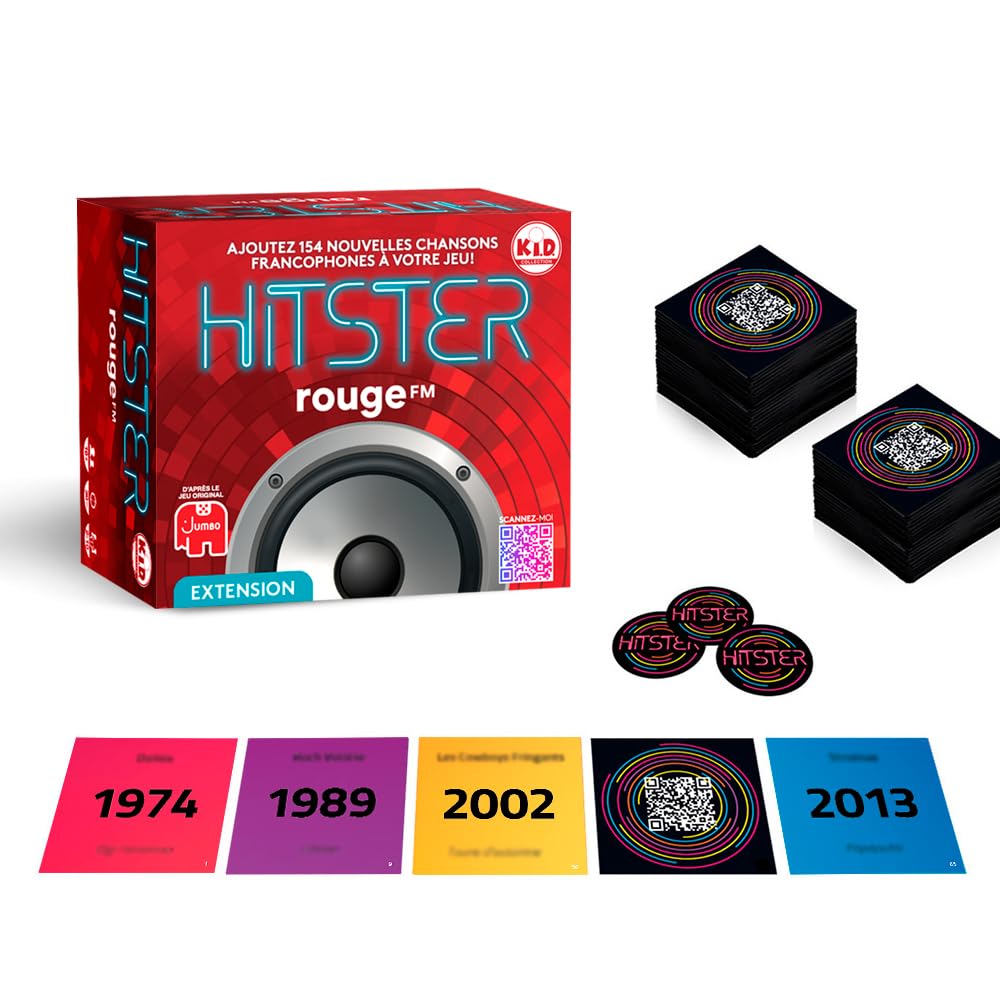 HITSTER - Rouge FM 100% Franco - The Ultimate Music Trivia Party Game for Adults and Families - 154 new French Songs - 2 to 10 Players Ages 16+ - 2