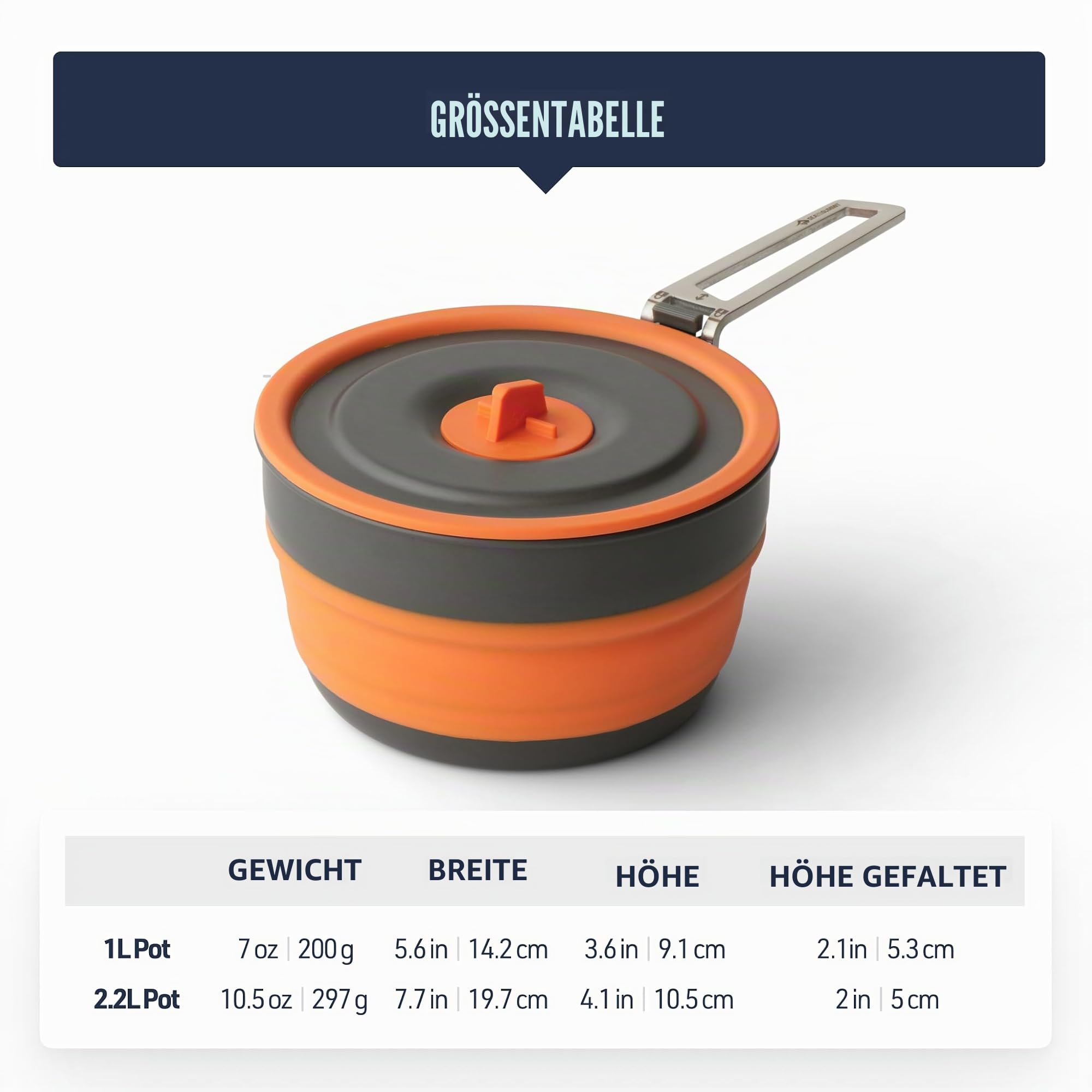 Sea to Summit Frontier Ultraleichter, faltbarer 1-Liter-Topf für Rucksackreisen und Camping