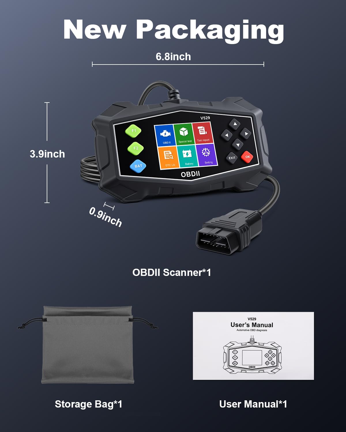 EXTRACTME - Scanner diagnostico OBD2, scanner per auto con tester batteria, luce del motore, flusso dati, prontezza I/M, modalità 6/8, lettori di codici professionali e strumenti di scansione per