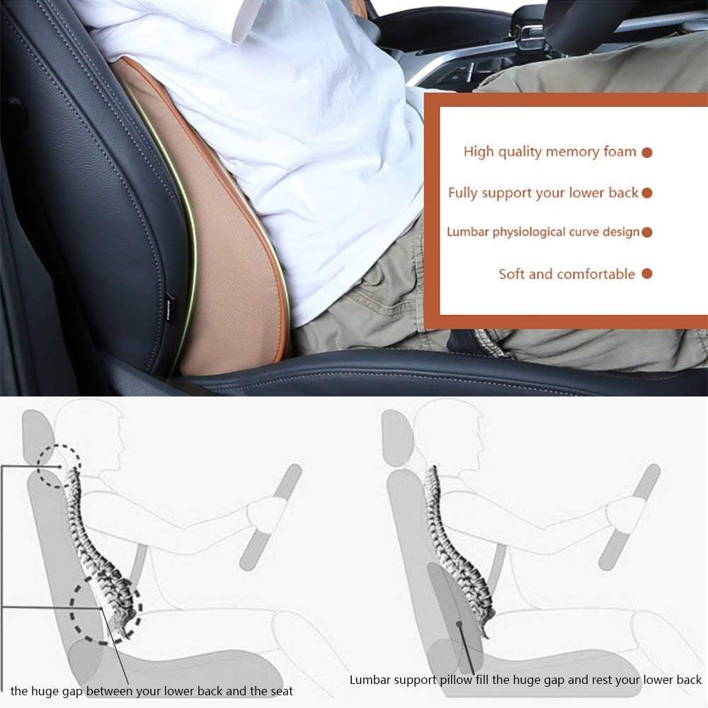 PU Soft Leather Lumbar Cushion,Car Seat Lower Back Support Pillow with Soft Memory Foam,Comfortable for Car Driving & Home Office Computer Chairs Back Pain Relief Corrects Posture