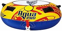 Vista 1 de Aqua Pro - Tubo remolcable para deportes acuáticos, para un solo conductor, tubo inflable de grado marino, amarillo/rojo