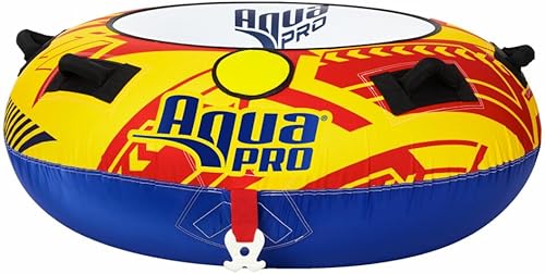 Aqua Pro - Tubo remolcable para deportes acuáticos, para un solo conductor, tubo inflable de grado marino, amarillorojo
