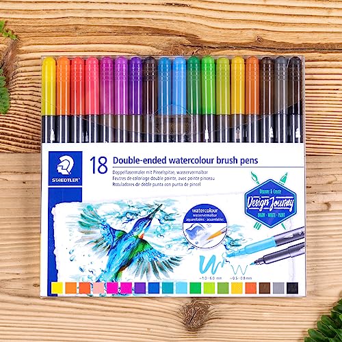 STAEDTLER Dubbele viltstift (fijne punt en penseelpunt, voor aquareleffecten)