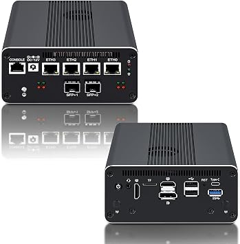 10GbE SFP+ Firewall Mini PC Alder Lake N100 4x i226-V 2.5G 8GB DDR5 128GB SSD Mini Computer Soft Router PC Proxmox Server, Barebone