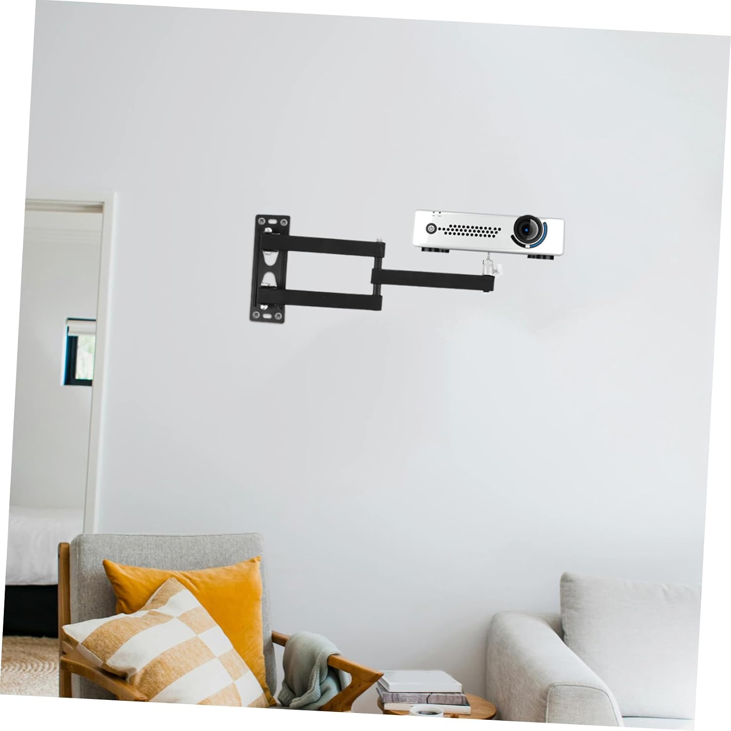 Adjustable Projector Mount Sturdy Wall Hanging Bracket for Bedside Use Space-Saving Projector Shelf for Bedroom and Living Room