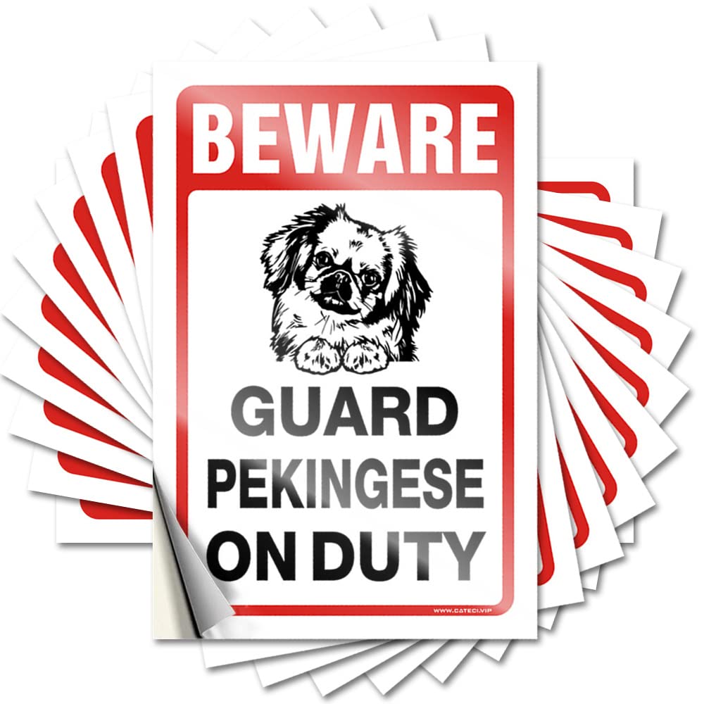 Best Lettering Sticker - Tall Outdoor Case Beware! Guard Pekingese On Duty(6X9CM)