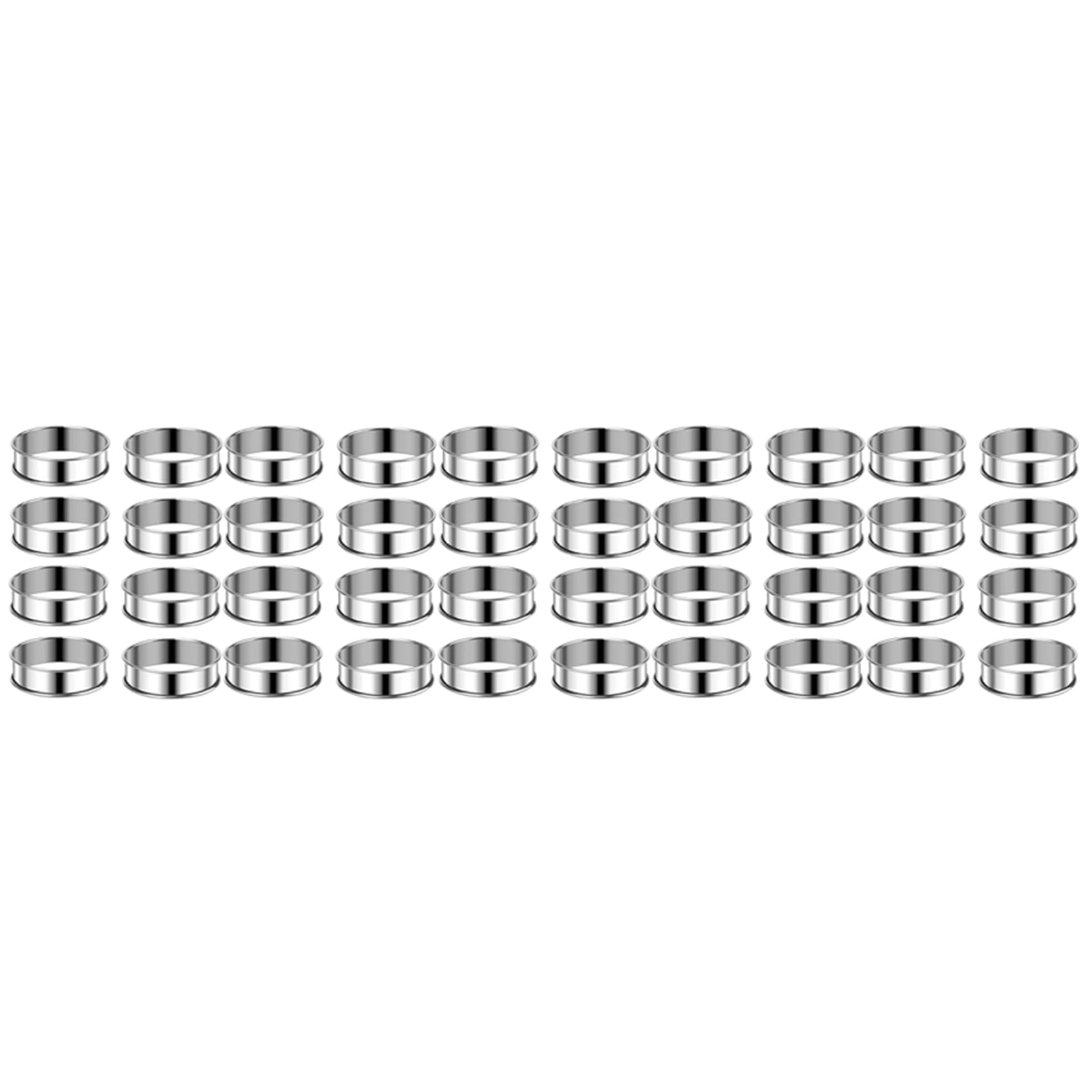 Vjsujehgy 3.15 Inch Muffin Rings Crumpet Rings, 40Pcs Stainless Steel Muffin Rings Molds Double Rolled Tart Rings Round Tart Ring