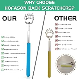 6 Pack Back Scratcher Fathers Day Dad Gifts, White Elephant Gifts for Adults, Stocking Stuffers for Men Women Teens, Prizes for Adults, Extendable Bulk Back Massager for Thanksgiving Birthday (Black)