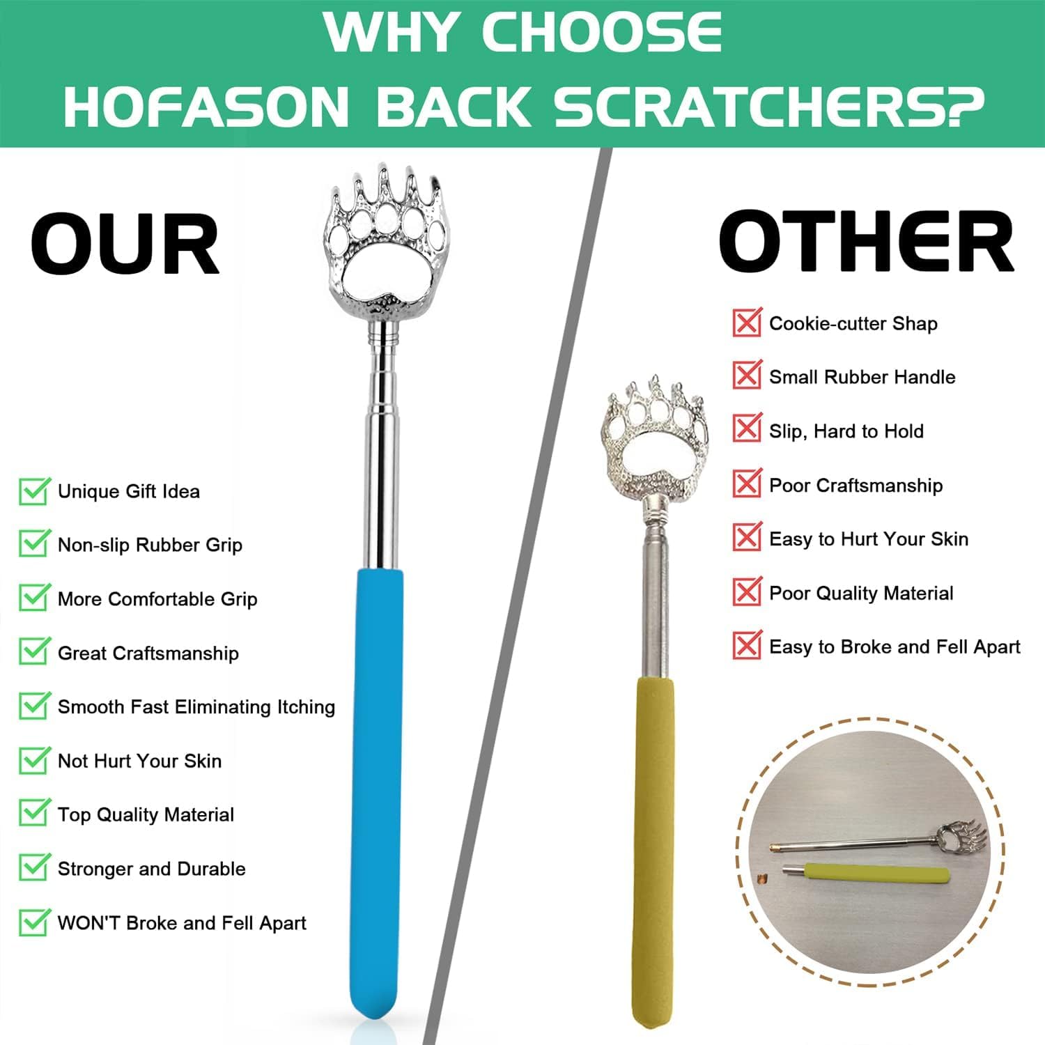 6 Pack Back Scratcher Fathers Day Dad Gifts, White Elephant Gifts for Adults, Stocking Stuffers for Men Women Teens, Prizes for Adults, Extendable Bulk Back Massager for Thanksgiving Birthday (Red)