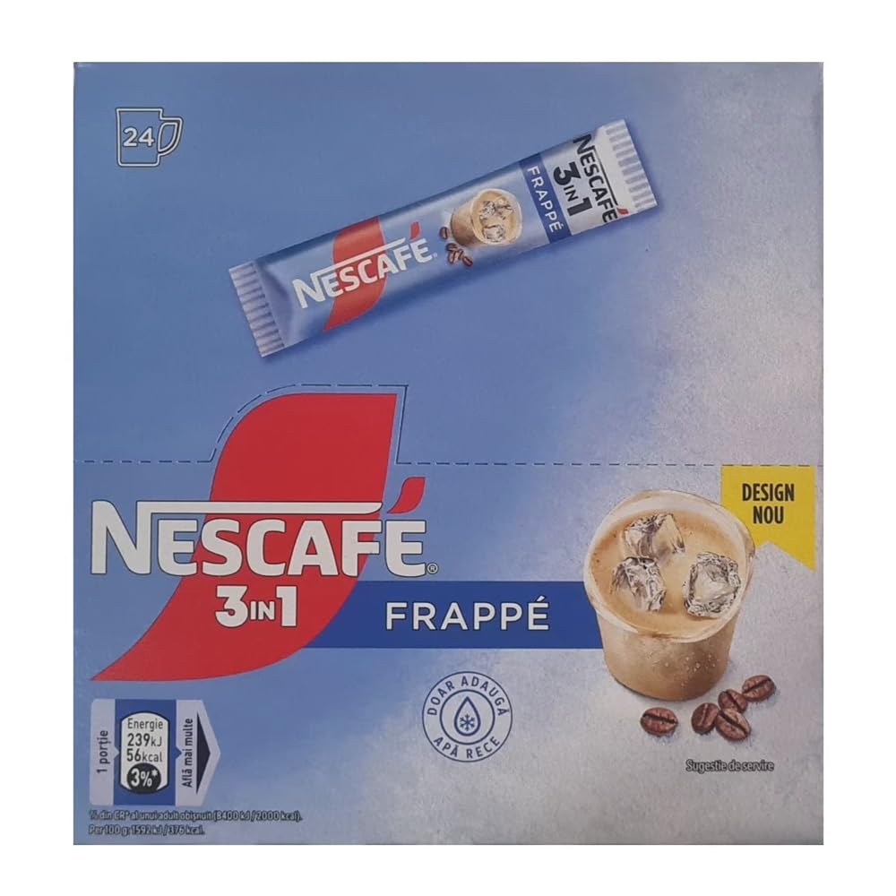 Paquete de 24 sobres de café instantáneo Frappé Sticks 3 en 1 de NESCAFÉ de 15 g (15 g cada uno) Café - Leche - Azúcar