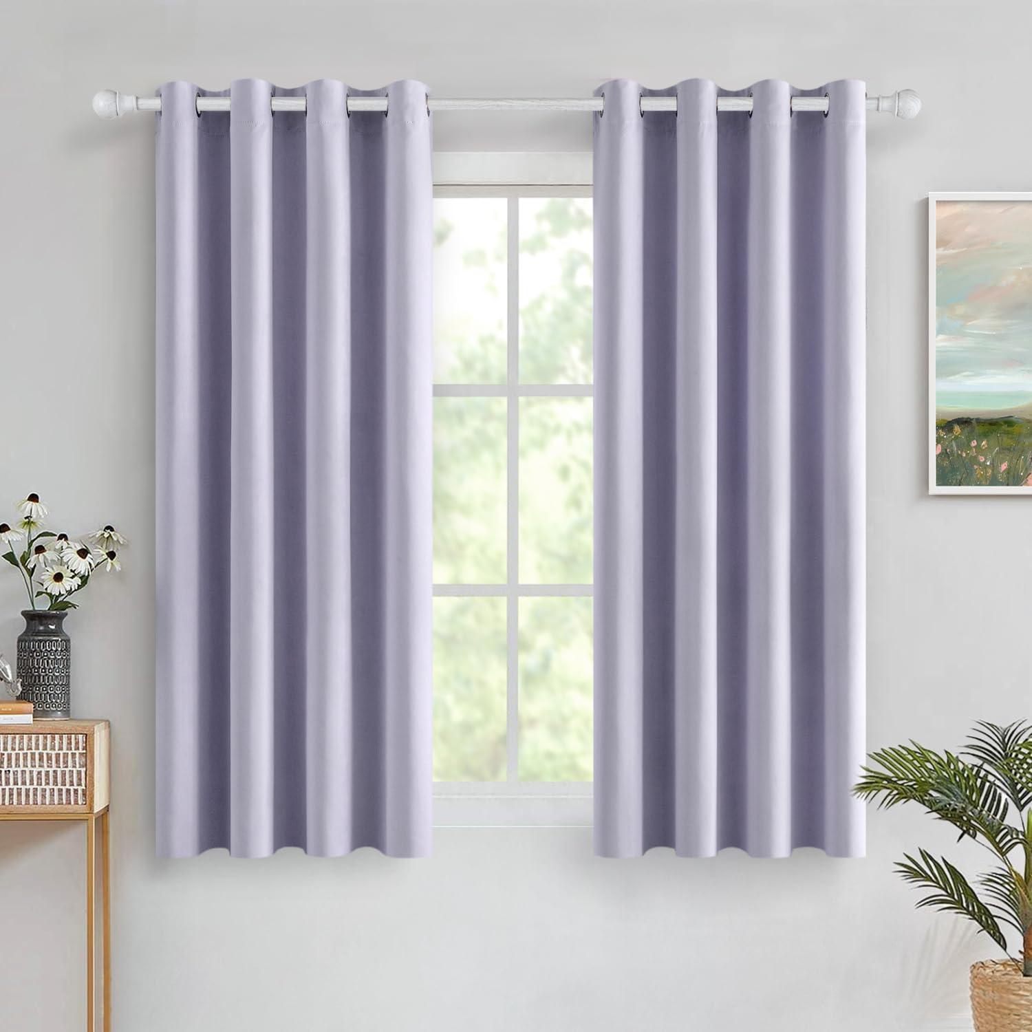 MIULEE Helllila Thermovorhänge zum Abdunkeln 2er Set für Schlafzimmer & Wohnzimmer 140X160 cm