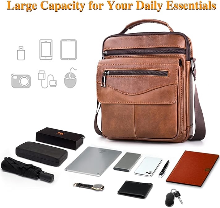 BAGZY Men's Crossbody Bag Genuine Leather Small Shoulder Bag for Men Business Backpacks Handbags Travel Bags